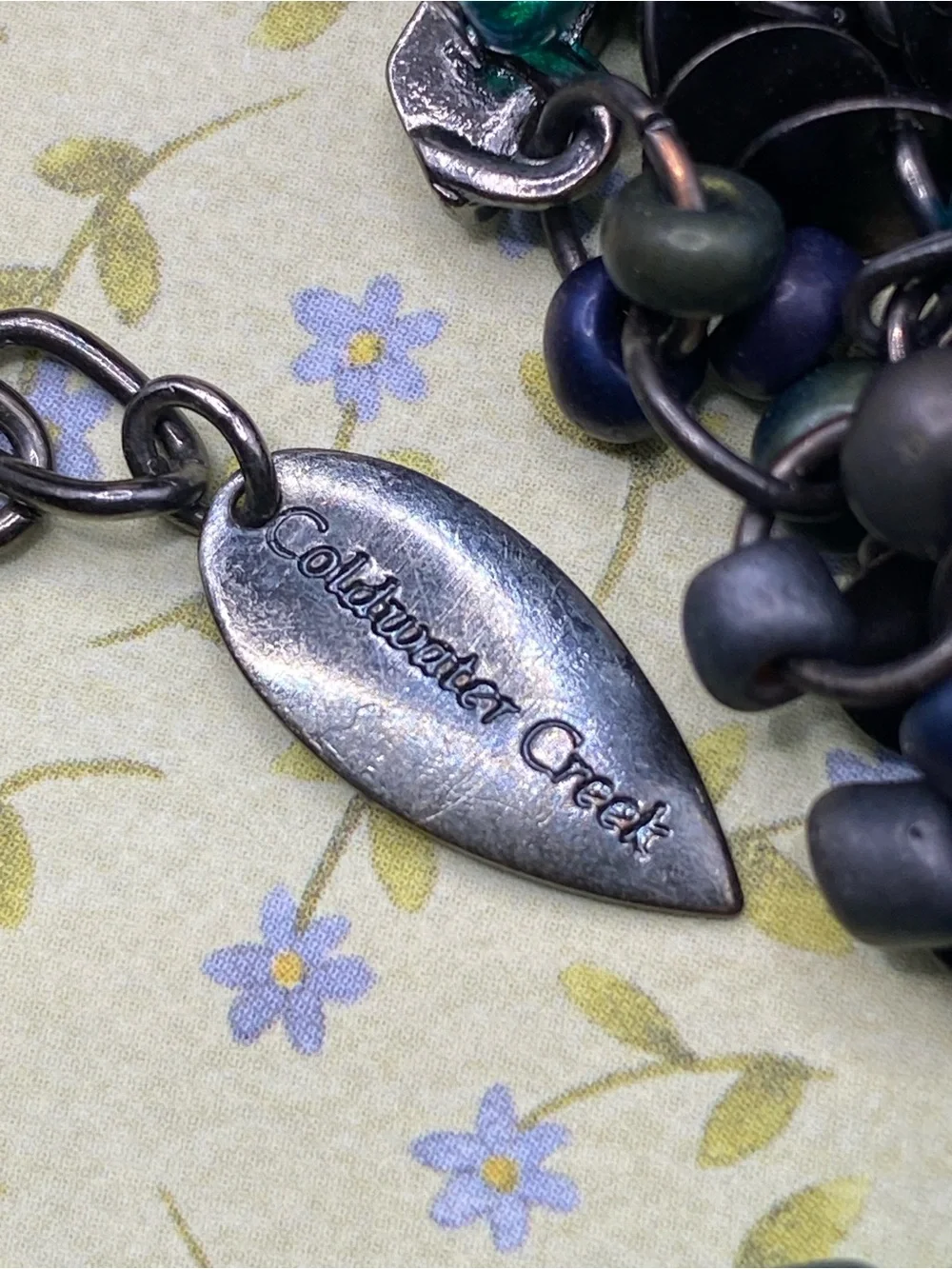 COLDWATER CREEK Glass Blue Seed Beads & Gunmetal Breacelet